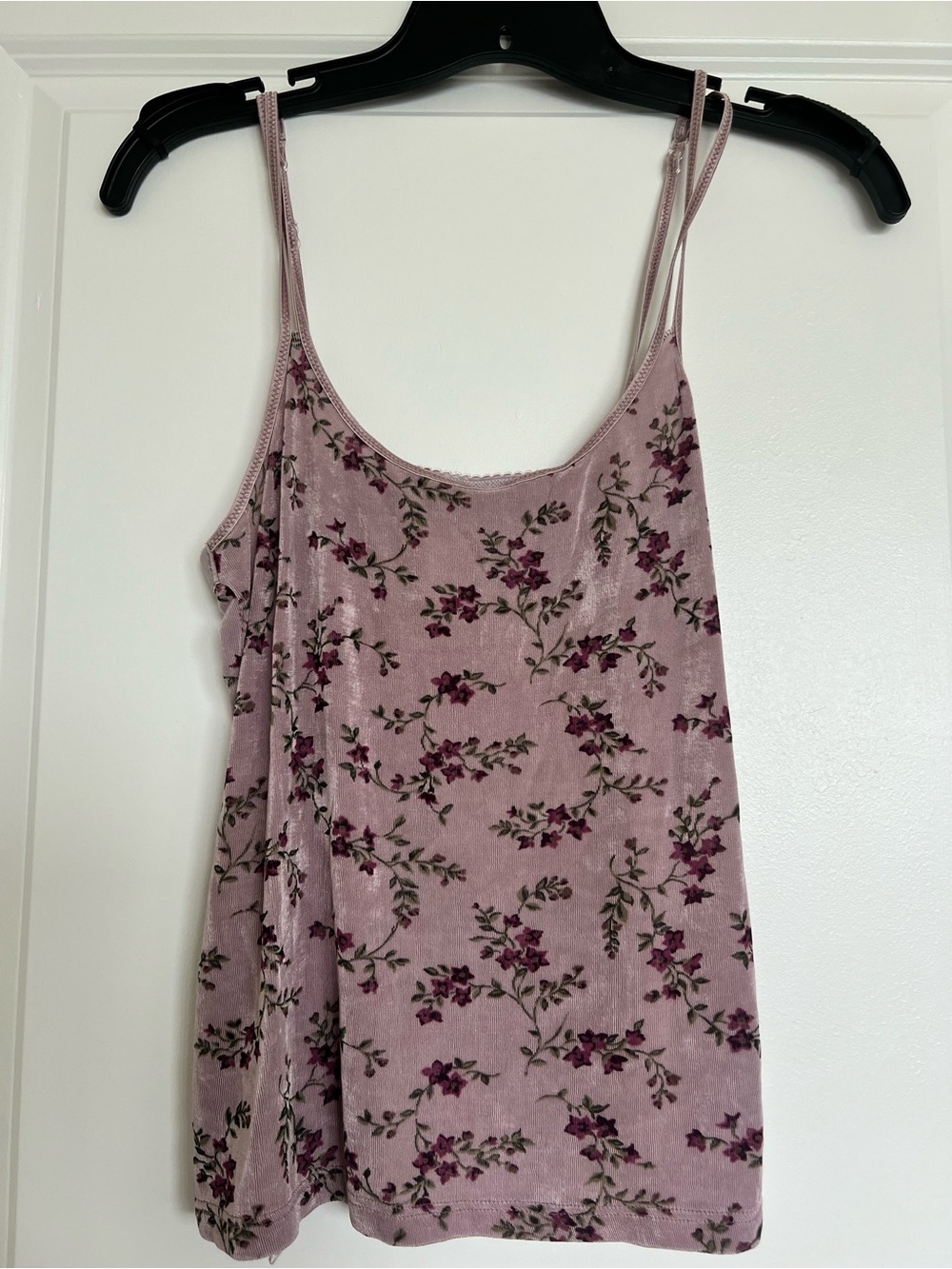 Vintage Guess Mauve Floral Velvet Cami Tank